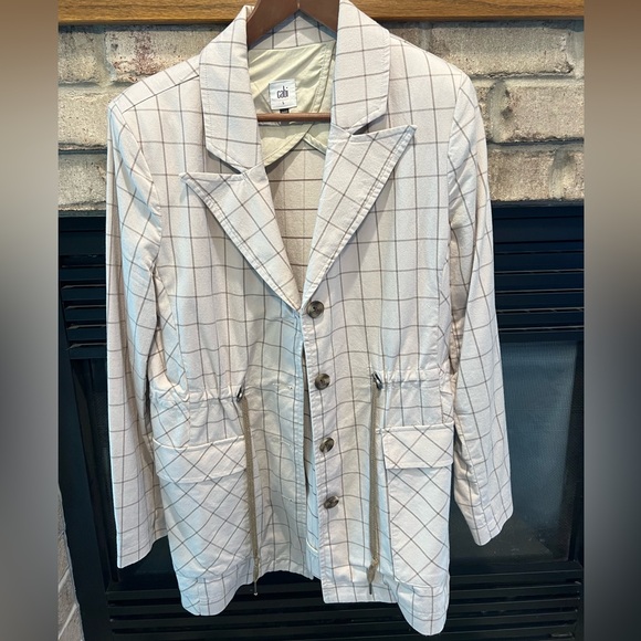 CAbi Women's Cream Checkered Blazer - Picture 1 of 2